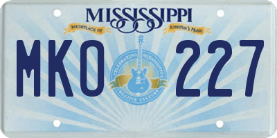MS license plate MKO227