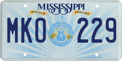MS license plate MKO229