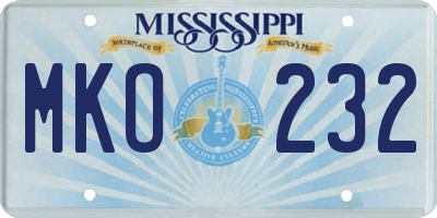 MS license plate MKO232
