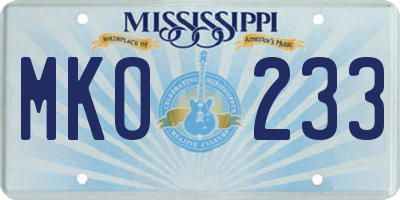 MS license plate MKO233