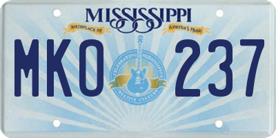 MS license plate MKO237
