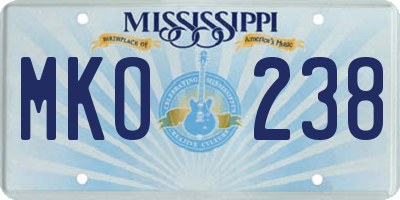 MS license plate MKO238