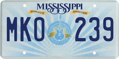 MS license plate MKO239