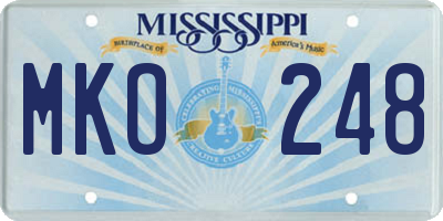 MS license plate MKO248