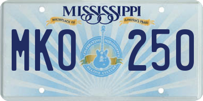 MS license plate MKO250