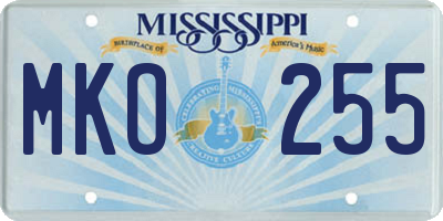 MS license plate MKO255