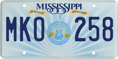 MS license plate MKO258