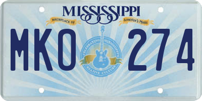 MS license plate MKO274