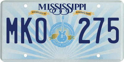MS license plate MKO275