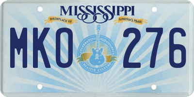 MS license plate MKO276