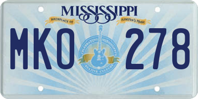 MS license plate MKO278