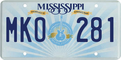 MS license plate MKO281