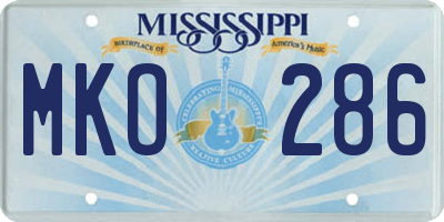 MS license plate MKO286