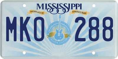 MS license plate MKO288