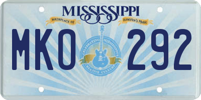 MS license plate MKO292