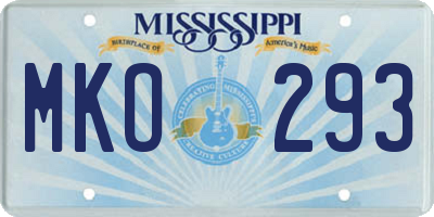 MS license plate MKO293