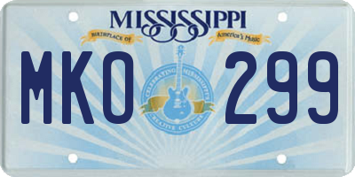 MS license plate MKO299