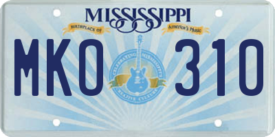 MS license plate MKO310
