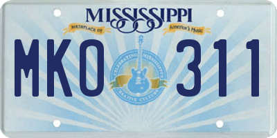 MS license plate MKO311