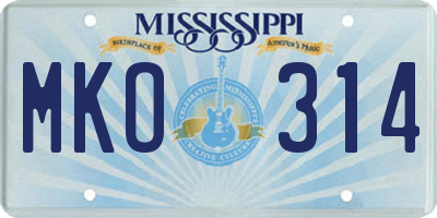 MS license plate MKO314
