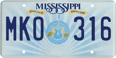 MS license plate MKO316