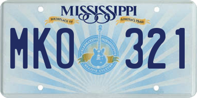 MS license plate MKO321