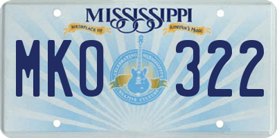 MS license plate MKO322