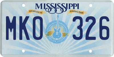 MS license plate MKO326