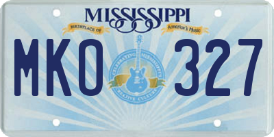 MS license plate MKO327