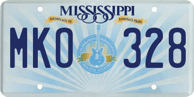 MS license plate MKO328
