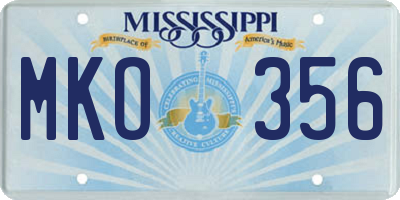 MS license plate MKO356