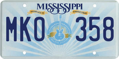 MS license plate MKO358