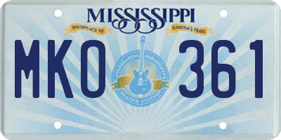 MS license plate MKO361