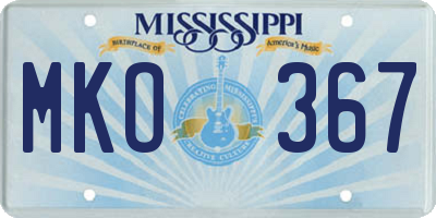 MS license plate MKO367