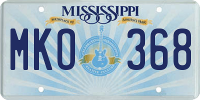 MS license plate MKO368