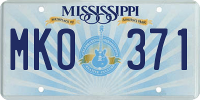 MS license plate MKO371