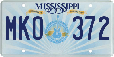 MS license plate MKO372