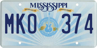 MS license plate MKO374