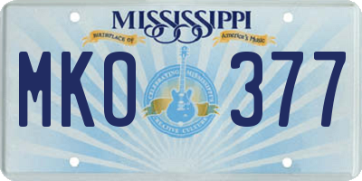 MS license plate MKO377
