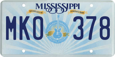 MS license plate MKO378