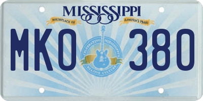 MS license plate MKO380
