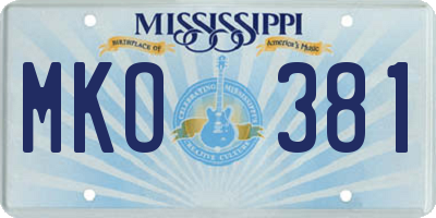 MS license plate MKO381