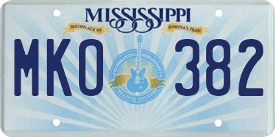 MS license plate MKO382