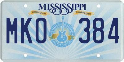 MS license plate MKO384