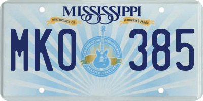 MS license plate MKO385