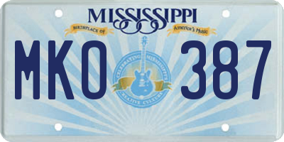 MS license plate MKO387