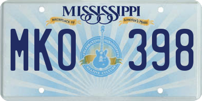 MS license plate MKO398