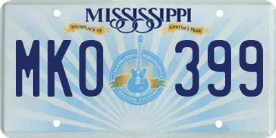MS license plate MKO399