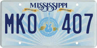 MS license plate MKO407