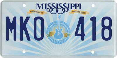 MS license plate MKO418